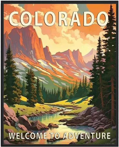 Vista 37 de Póster artístico de Alaska, decoración artística de paisaje retro de Estados Unidos, pintura de montaña y paisaje de aventura para dormitorio, sala