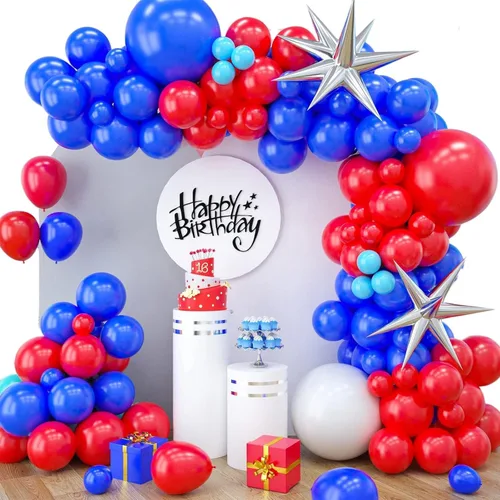 Vista 10 de Decoración del día del padre, arco de globos azul marino para el día del padre, kit de guirnalda de globos azules y dorados con corbata para barba