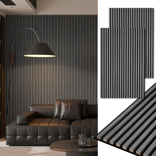 Vista 16 de Art3d Paquete de 2 paneles acústicos de madera de 48 x 24 pulgadas para pared, paneles de listones de madera insonorizados para pared y techo