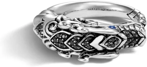 Vista 3 de John Hardy "Legends Naga" Anillo de plata de ley con diseño de dragón en acabado cepillado
