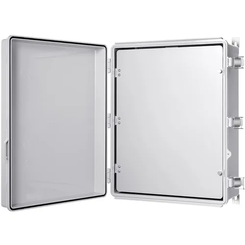 Vista 19 de Caja de conexiones Gratury, carcasa de plástico impermeable IP67 para proyectos eléctricos, cubierta con bisagras gris, incluye placa de montaje