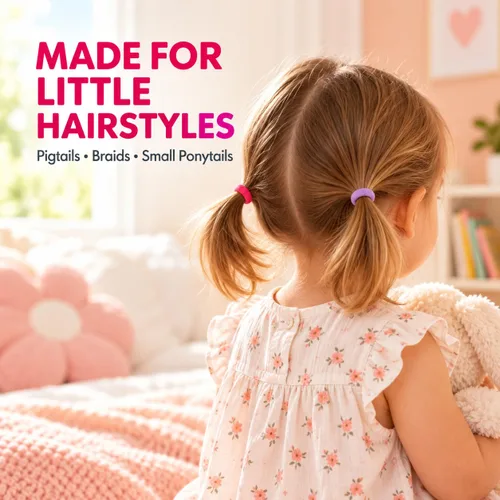 Vista 4 de TIZZ - Lazos para el cabello para bebés y niños pequeños, elásticos suaves Dulce