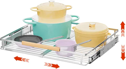 Vista 12 de Paquete de 1 organizador de gabinete extraíble expandible, cajones deslizantes para armarios de cocina, guías de cajones resistentes para el hogar