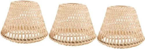 Vista 12 de Pantalla de bambú pequeña tejida estilo retro barril lámpara cubierta de luz de techo para iluminación interior hogar hotel restaurante 6.69 x 6.69