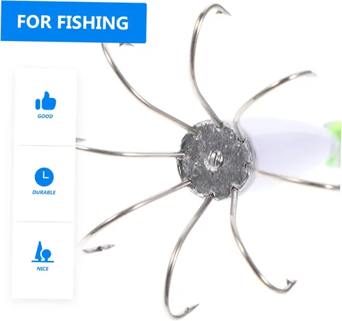 Vista 9 de BESPORTBLE 4 unids profesional gancho púa pesca señuelo para pulpo para pesca de agua dulce fuerte fuerza de tracción para entusiastas de la pesca