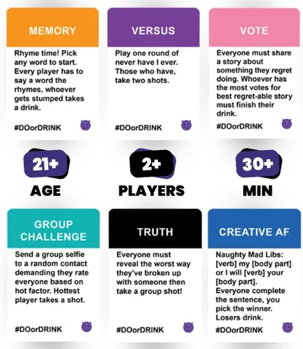 Vista 5 de Do or Drink Edición Traviesa - El Juego de Beber para Adultos para Situaciones Picantes - Divertidos Juegos de Fiesta para Adultos con 250 Cartas