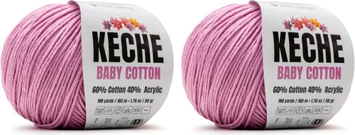 Vista 78 de Keche Hilo de Algodón, 60% Algodón 40% Hilo Acrílico, Hilo de Algodón Suave para Crochet y Tejer, Hilo Amigurumi 1 Madeja/Bola 1.76 Oz (50g) / 180