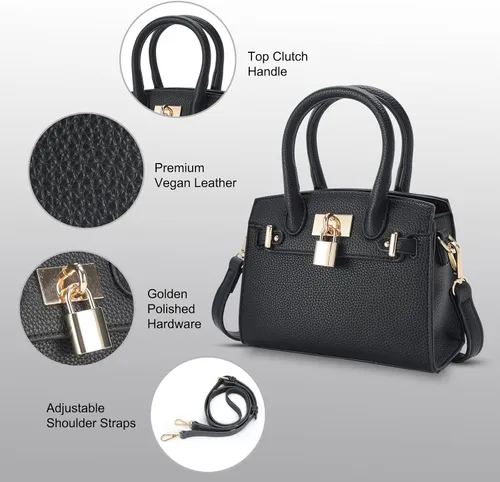 Vista 4 de STAISE Bolso bandolera de cuero vegano para mujer, bolso de hombro cruzado de moda, bolso pequeño con asa superior, bolso de noche