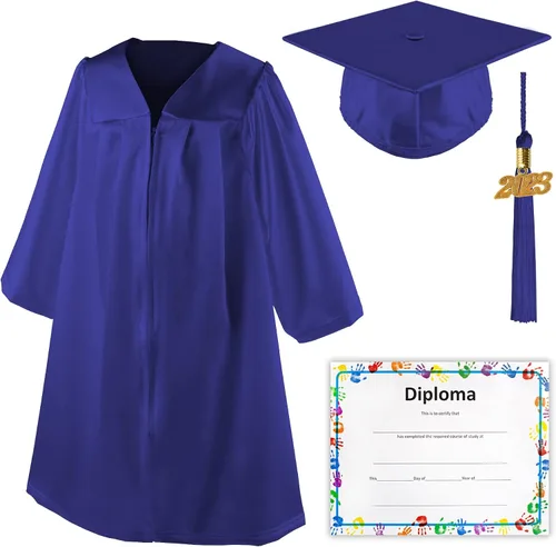 Vista 3 de Class Act Graduation Shiny Kindergarten Preschool Graduation Cap Gown with 2023 Matching Tassel and Diploma Certificate