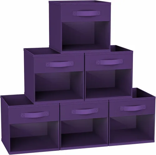 Vista 12 de DIMJ Cubo de almacenamiento, 6 paquetes de contenedores plegables con asas, contenedores de tela para organización, cubos organizadores
