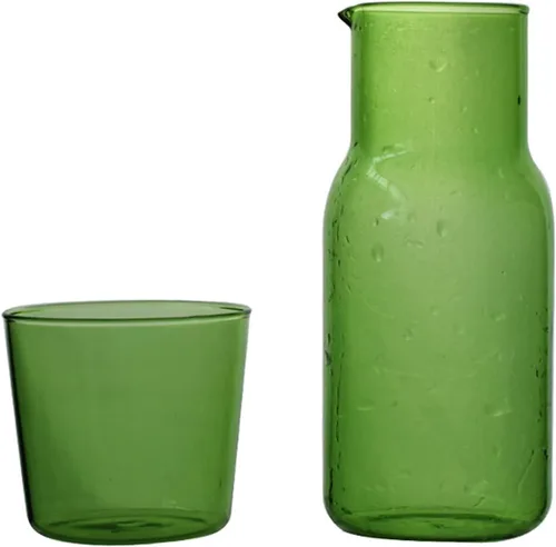Vista 12 de Juego de jarras de agua de vidrio para mesita de noche con taza, jarra de vidrio con tapa para enjuague bucal para dormitorio, baño, jugo, vino