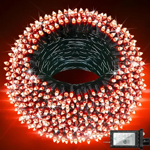 Vista 22 de Paquete de 2 Total 200 Pies 600 Luces LED de Navidad en Cadena, Luces de Árbol de Hadas Blanco Frío Conectables, 8 Modos y Temporizador Luces