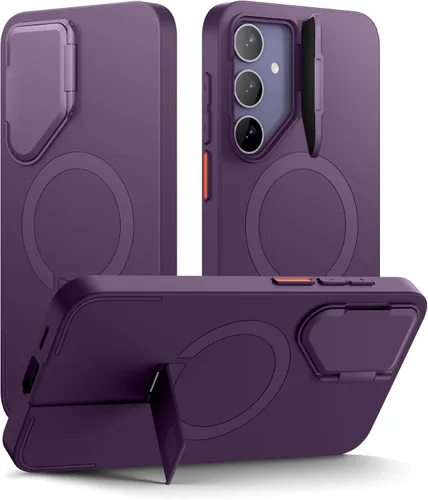 Vista 34 de SURITCH Funda para teléfono Samsung Galaxy S26 Plus, cubierta protectora magnética con cubierta de cámara y soporte de metal ajustable para Galaxy