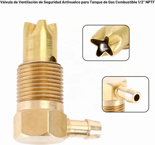 Vista 3 de Bruce & Shark Válvula de combustible, Válvula de seguridad de combustible 1/2" NPTF Válvula de ventilación de seguridad de rebosamiento de tanque