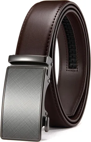Vista 14 de CHAOREN - Cinturón para hombre - Cinturón de trinquete de cuero de 1 3/8 pulgadas para pantalones de vestir - Cinturón micro ajustable que se adapta