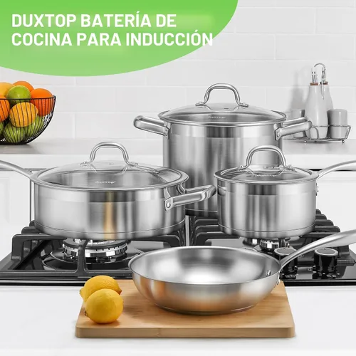Vista 7 de Duxtop Juego Profesional de Ollas y Sartenes de Acero Inoxidable, Juego de 17 Piezas de Utensilios de Cocina de Inducción, Tecnología de Unión por
