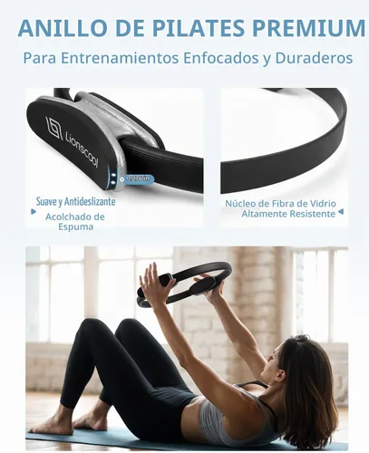 Vista 7 de LIONSCOOL Pilates Ring Set 14" Magic Circle, 9" Mini Ball, Resistance Bands