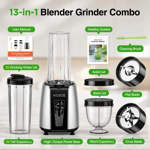 Vista 7 de KOIOS Smoothie Blender, 1000W, Blenders Smoothies and Shakes, Frozen Drinks