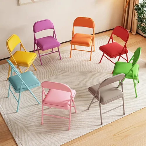 Vista 5 de Folding Chairs with Padded Seats - Portable Stackable Commercial Seating for Indoor and Outdoor Events, Weddings, Offices, Kitchens, and Dining