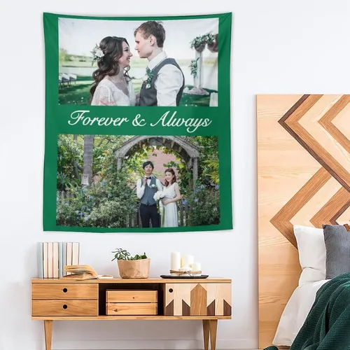 Vista 6 de Tapiz personalizado para cargar imágenes con fotos y textos, tapiz personalizado para colgar en la pared, manta de telón de fondo para decoración