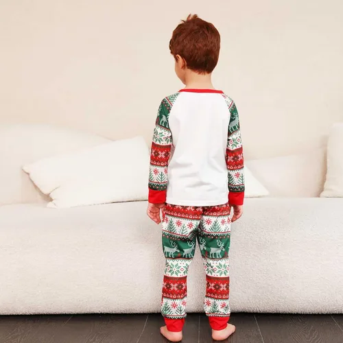 Vista 4 de CHUOAND Conjunto de pijama familiar de Navidad para parejas, ropa de dormir de Papá Noel para parejas