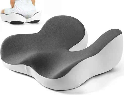 Vista 10 de Dreamer Car Cojín de asiento para alivio del dolor de coxis y ciática Negro y gris