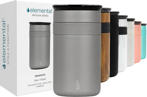 Vista 33 de Elemental Artisan Vaso Térmico Aislado, Taza de Viaje para Café de Triple Pared, Vaso Térmico de Café Reutilizable de Acero Inoxidable con Tapa