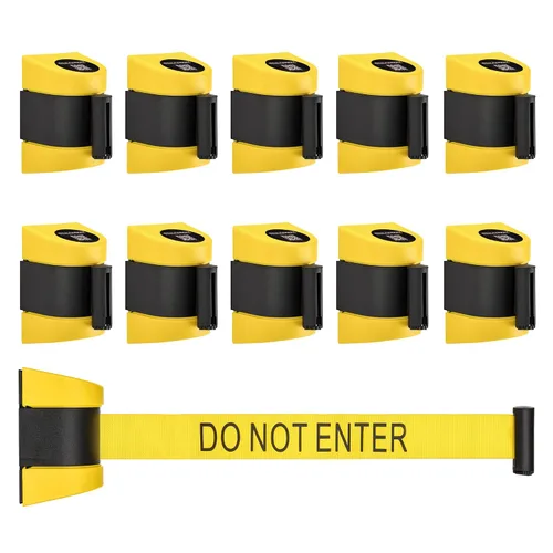 Vista 16 de DuraSteel Barrera retráctil para cinturón de control de multitudes de montaje en pared, cinturón de barrera retráctil negro de 9.2 pies, barreras