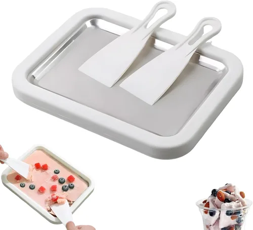 Vista 9 de Máquina de helados instantánea, kit de máquina de helados enrollados en casa 2026, placa de congelación instantánea con 2 raspadores, máquina