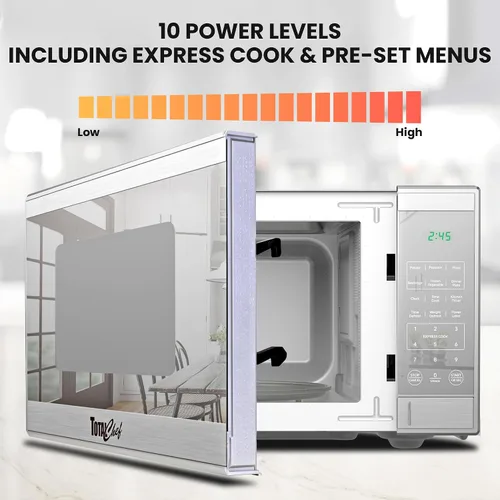 Vista 6 de Total Chef Horno microondas de 0.9 pies cúbicos - Microondas compacto de encimera, pequeño electrodoméstico de cocina de acero inoxidable con toque