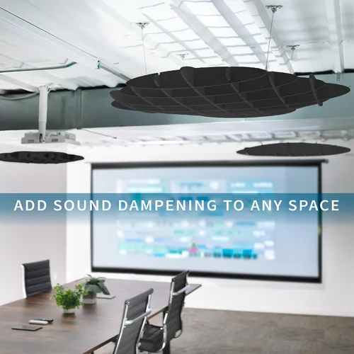 Vista 5 de Panel de Techo Acolchado Acústico VIVO, Absorbente de Sonido Colgante Hexagonal, Moderna Lámpara de Techo para Reducción de Ruido, Negro, PP-CW01B