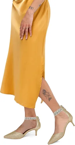 Vista 2 de Guayonng Zapatos de tacón bajo con diamantes de imitación de boda para mujer, zapatos de noche para novia nupcial