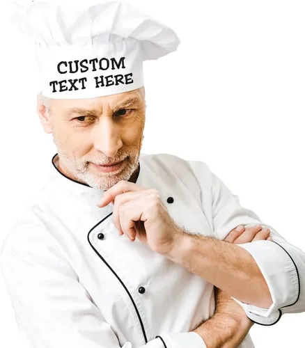Vista 6 de Sombrero de chef personalizado con nombre, tamaño, color, fuente, hilo, es un gran regalo para niños y adultos