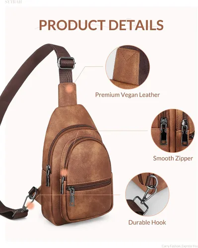 Vista 5 de SYTRAH Bolso bandolera para mujer, bolsos cruzados para mujer, bolso cruzado, riñoneras, bolsa de pecho para viajes