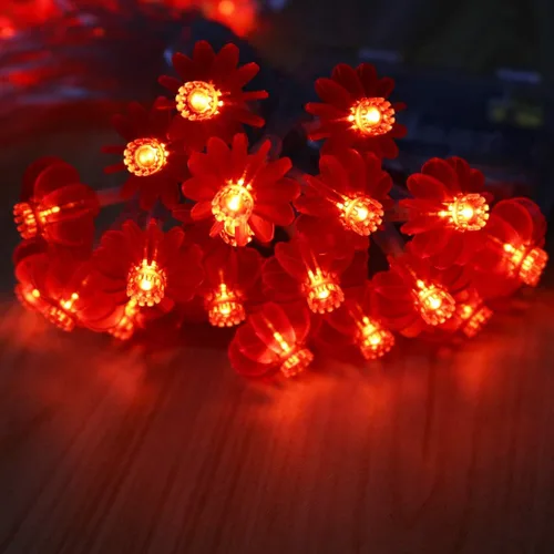 Vista 5 de Guirnalda de luces rojas de 32.8 pies, 100 luces LED enchufables, impermeables, 8 modos, luces de decoración con control remoto para bodas, Año