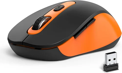Vista 12 de Mouse inalámbrico para laptop, PC, Chromebook, Mac, MacBook, mouse inalámbrico silencioso con receptor USB nano, botón lateral, 2400 DPI, rodillo