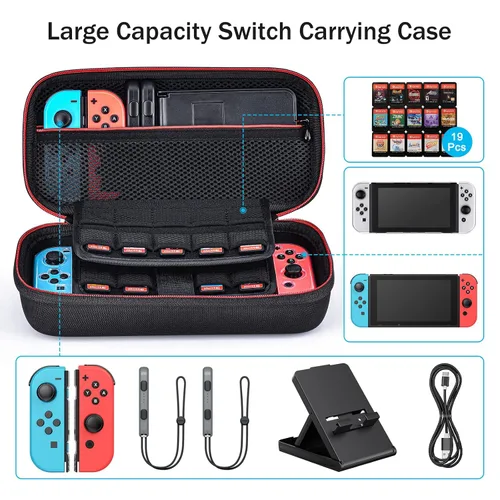 Vista 2 de Younik Paquete de accesorios para interruptores, kit de accesorios 16 en 1 (no OLEDLite) incluye funda de transporte para interruptor, funda