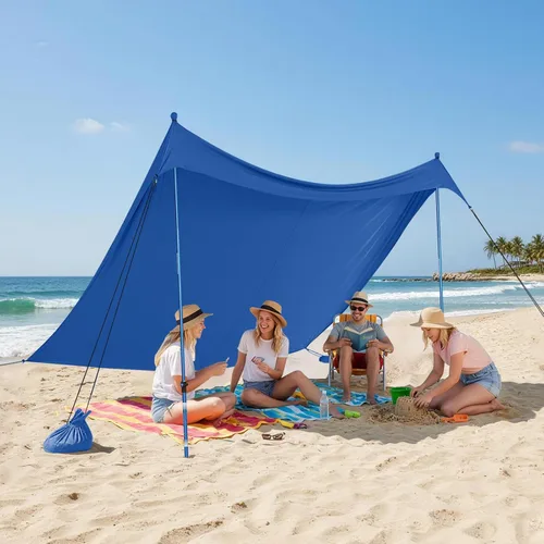 Vista 27 de CROWN SHADES Tienda de campaña de playa de 7 x 7, toldo de playa fácil de desplegar, UPF50+, 2 postes ajustables, turquesa
