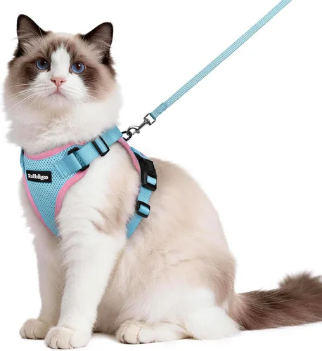 Vista 74 de rabbitgoo Cat Harness and Leash Set, Escape Proof Vest, XXS, Berry Pounce Soft Breathable Mesh, No-choke Adjustable Fit, Snap Buckles, Sturdy