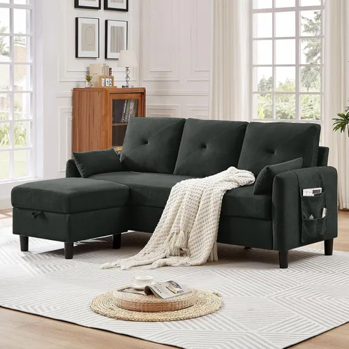 Vista 12 de Juego de sofá modular convertible, sofá en forma de L de 77 pulgadas con otomana y sofá biplaza de 48 pulgadas, sofás modernos para sala de estar