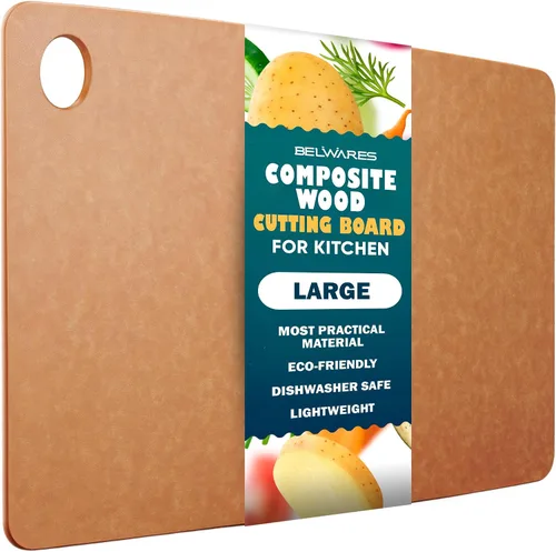Vista 9 de Tabla de cortar de madera para cocina, tablas de cortar pequeñas de madera compuesta para lavavajillas, tabla de cortar delgada, sin BPA y ecológica