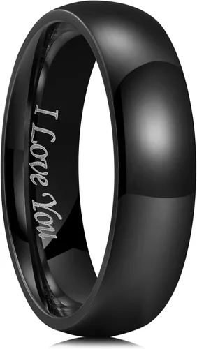 Vista 10 de King Will Alianza de boda de acero inoxidable 316L para hombres y mujeres, anillo de boda de 0.31 a 0.315 pulgadas de ancho, chapado en negro
