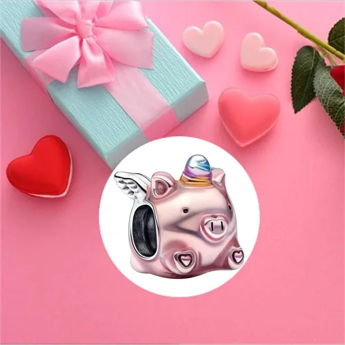Vista 2 de UIHEI Family Love You - Dijes colgantes de corazón para mujer, collar o pulsera en plata de ley 925, regalo de joyería para el día de la madre