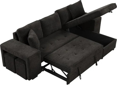 Vista 9 de Bellemave Sofá cama extraíble en forma de L de 3 asientos, sofá modular reversible, sofá tapizado de 104 pulgadas con diván de almacenamiento y 2