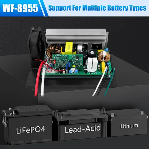 Vista 3 de Convertidor de potencia Wf-8955an actualizado con reconocimiento de plomo ácido y baterías de litio, convertidor Rv Wf-8955-Ad-Mba de 55 amperios