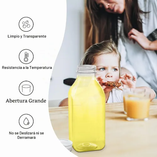 Vista 5 de MT Products Botellas de plástico PET transparente de 1 cuarto de galón, recipiente desechable para jugo con tapas a prueba de manipulaciones