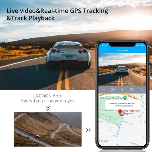 Vista 3 de Video en vivo y monitor remoto de 24 horas, Jimi JC400P 4G y WiFi Dual Dash Cam frontal e interior para automóviles Cámara de coche 1080P Grabadora