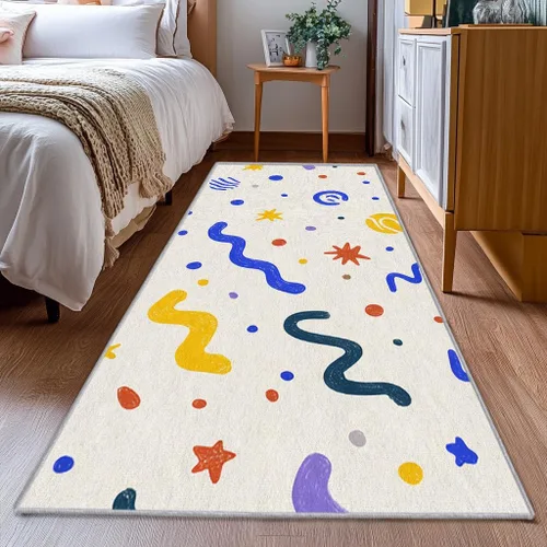 Vista 2 de Memphis Runner Rug 2x4 Small - Hallway Runner Rug Retro 80s Funky Geometric Fashion Pattern, Non Slip, Washable, Memphis Home Decor Carpet for