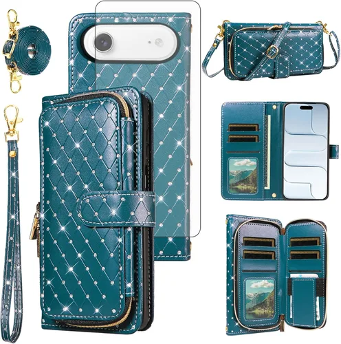 Vista 56 de Funda para teléfono iPhone 6 6S con cremallera y protector de pantalla con protector de pantalla, correa de cordón cruzado, ranura para iPhone 6 Six