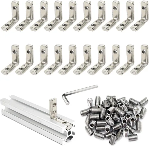 Vista 16 de 8Pcs 2020 Extrusión de Aluminio Ranura en T Bracket de Esquina Serie 20 Hardware Extruido Conector Tri 3 Vías con Tornillo de Ajuste para Perfil